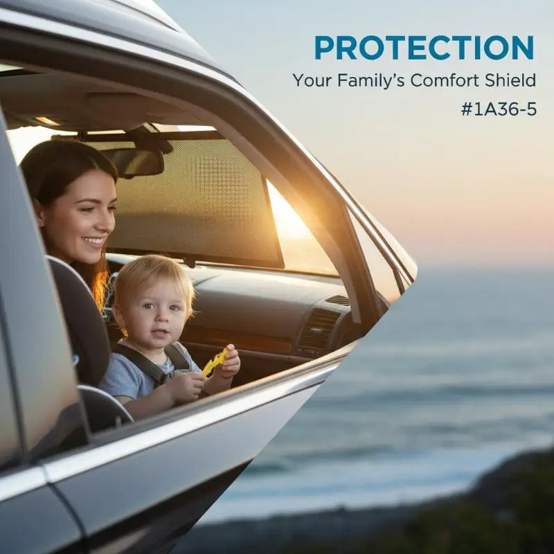 Retractable Car Side Window Sunshade UV Blocking Roller Curtain Mesh PVC Sun Protection Cover Summer Car Travel Accessory