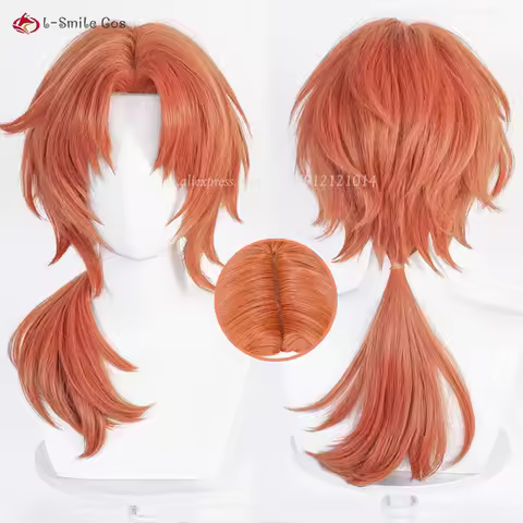 Anime Aoi Akane Cosplay Wig Long Dark Orange Wigs Heat Resistant Synthetic Hair Halloween Wig For Men Women+ Wig Cap
