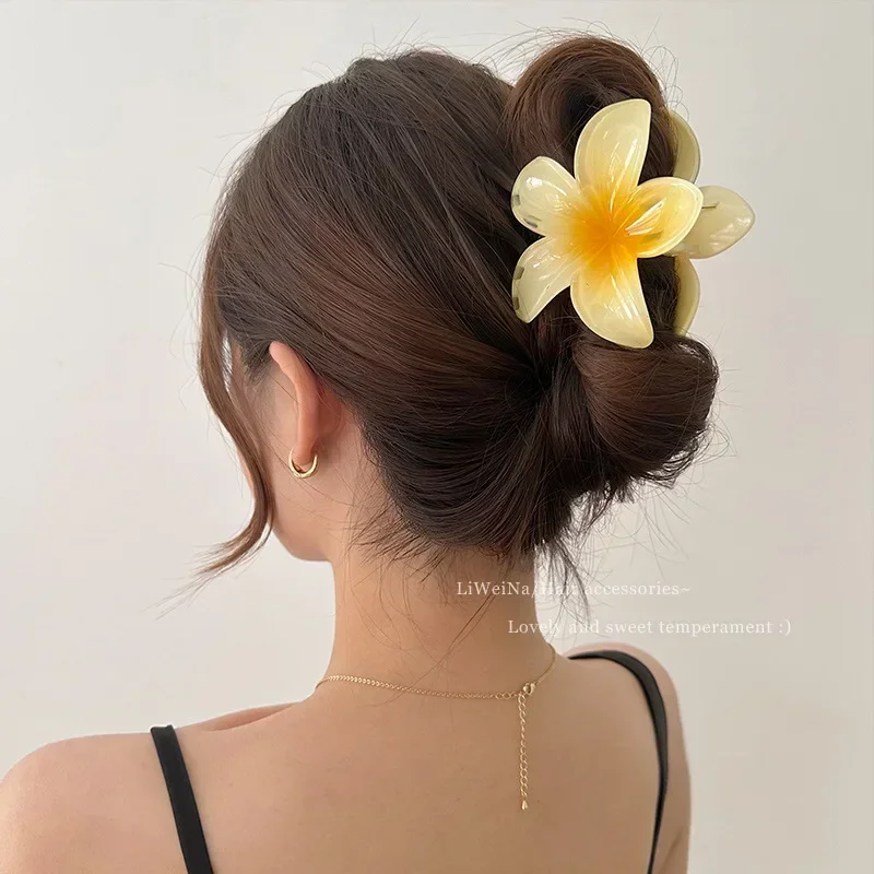 

New 8cm Gradient Flower Hair Accessories Set Beach Style Hairpins Flower Claw Clips Summer Flower Hairpins Hawaiian Style