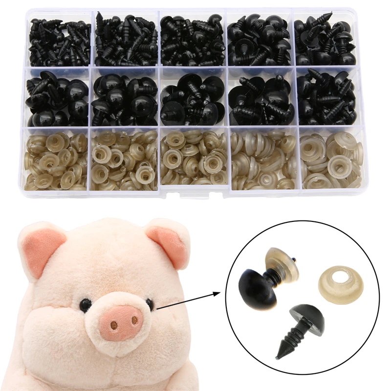 

230Pcs/Pack 5-14mm Black Plastic Crafts Safety Eyes For Plush Toys Bear Crochet Animal Eye Doll Making Materials DIY Accessories