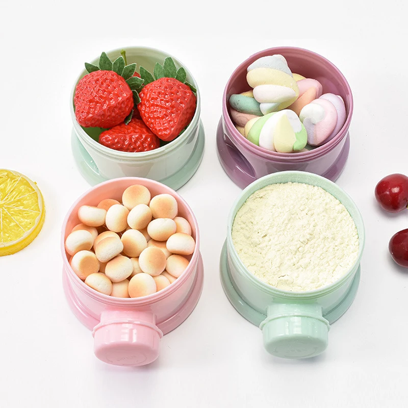 3/4Layer Baby Portable Baby Food Storag Box Multiple Openings Dispenser Cartoon Infant Milk Powder Box Toddle Snack Container