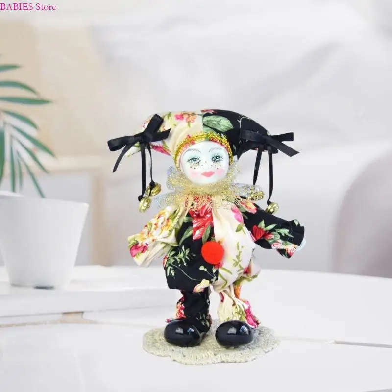 C9GB Artistique Porcelain Doll Collectible Toy Bowknot Harlequin Figure poupée en porcelaine unique
