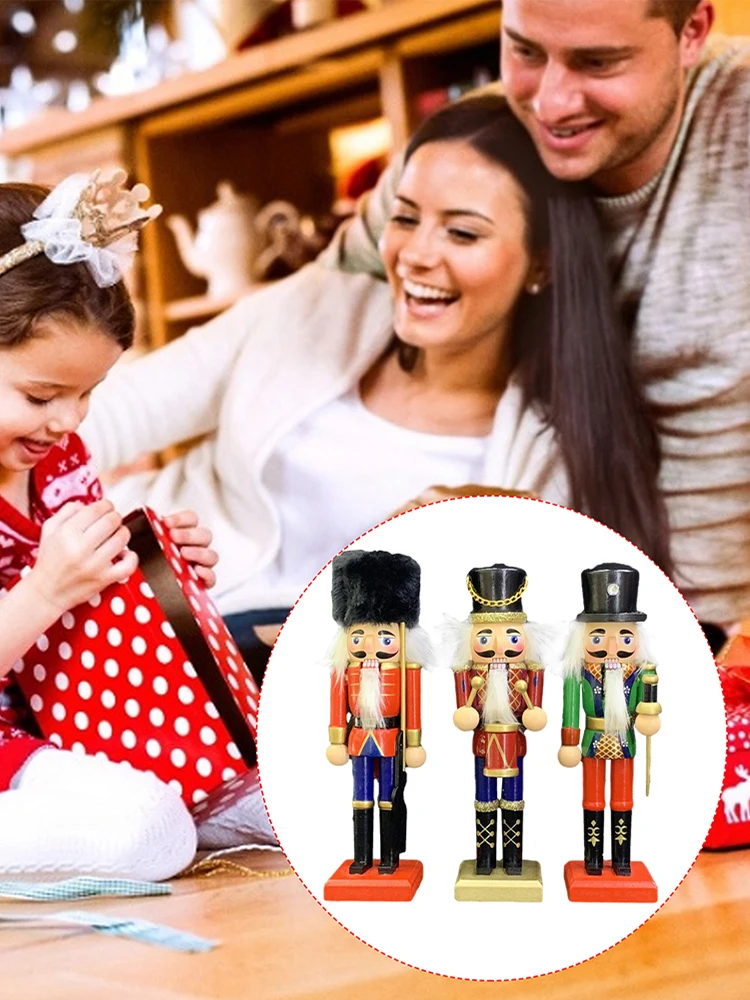 Wooden Nutcracker Set | Standing Wooden Nutcracker Soldier Decorations | Handpainted Nutcracker Pupp