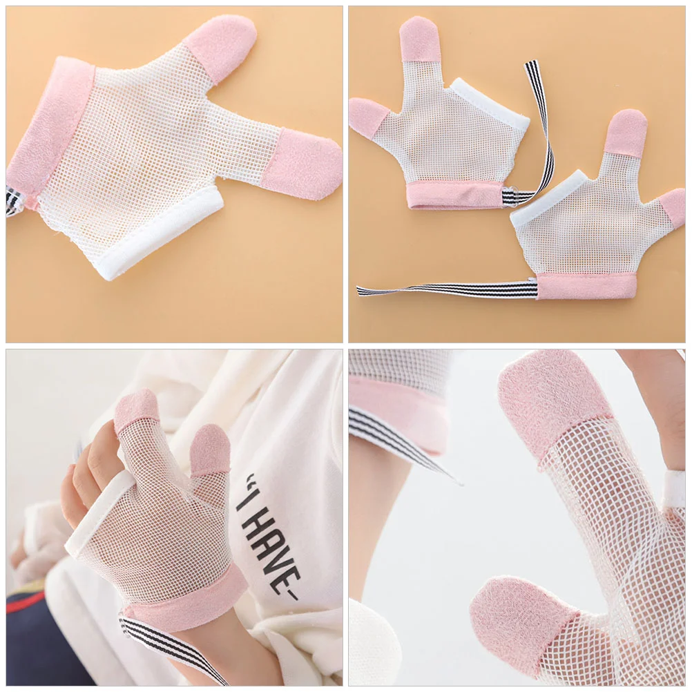 1 Pair Baby Stop Thumb Sucking Mesh Gloves Infant Finger Sucking Stop Guard thumb sucking stop for kids