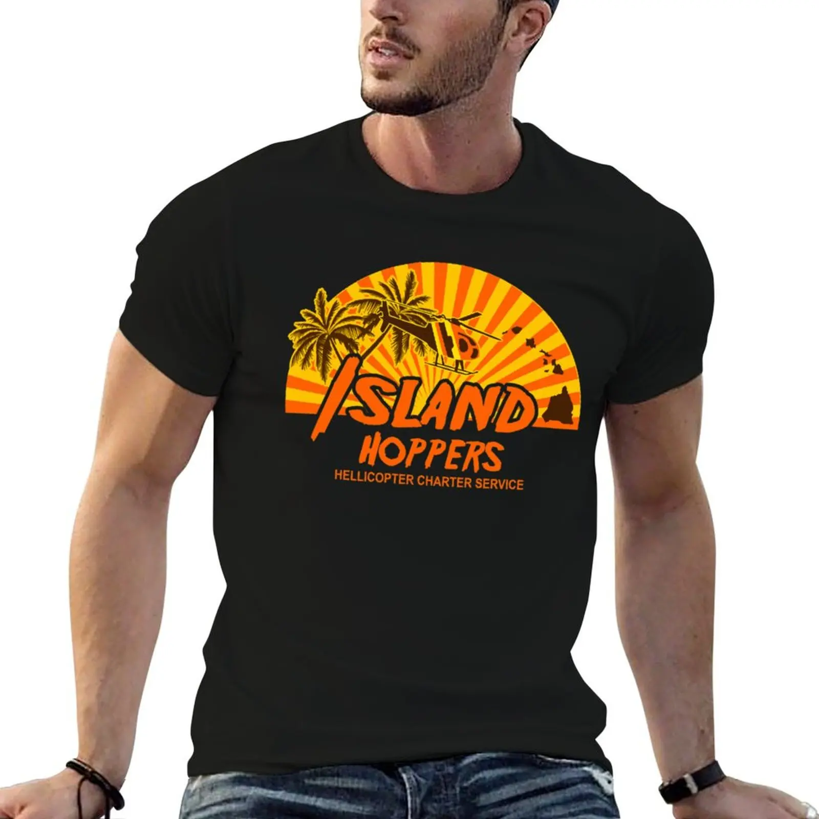 Island hoppers hellicopter Charter Service T-Shirt plus sizes graphic t shirt vintage mens graphic t-shirts pack