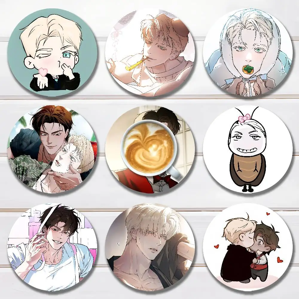 

C-Codename A-Anastasia Heat Resistant Round Wooden Coasters Non-slip Drink Cafe Decoration 2D Flat Color Print Coasters