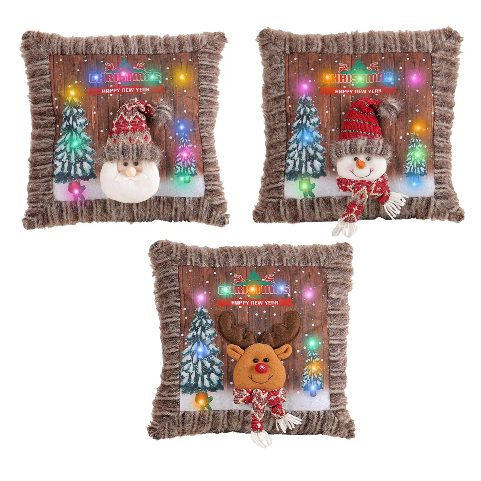 Christmas Pillow Case Plush Luminous Pillowcase Creative Soft Square Cushion