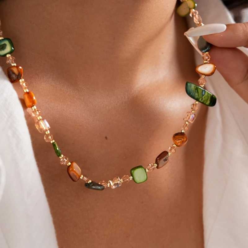  Artistic Handcrafted Resin Glass Beads Necklace Clavicle Chain Neck Chain Elegant Addition To Any Wardrobe