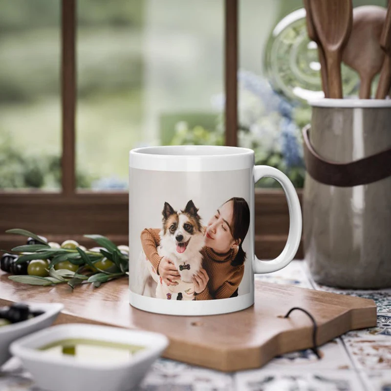 

Custom Mug Ceramics Drinkware With Dog Cat Photo Name Personalized Coffee Cup Memorial Gift For Pet Lovers Daily Use