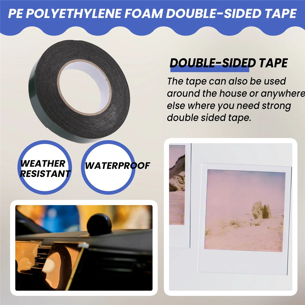 Zwarte Supersterke Permanente Dubbelzijdige Zelfklevende Schuim Auto Trim Body Tape Breedte: 25Mm