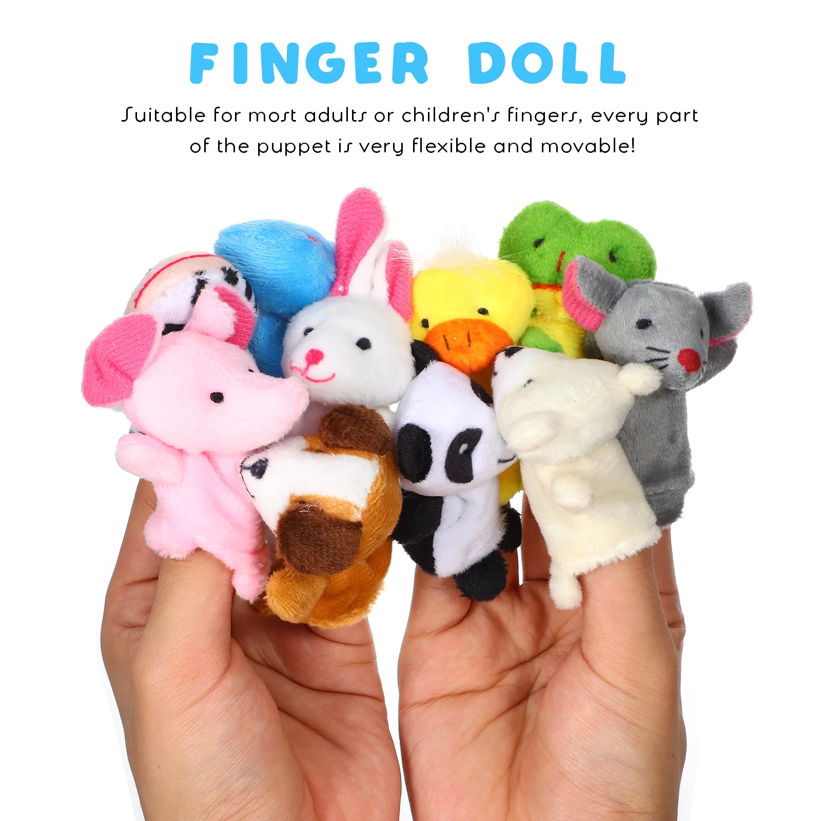 10 ชิ้นตุ๊กตาสัตว์นิ้วมือ Soft Plush Finger Props ของเล่นสําหรับโรงเรียนอนุบาลเวลาเล่นหุ่นนิ้วมือ