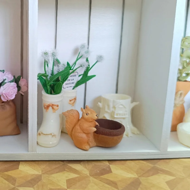 1/6 Modello di casa delle bambole Accessori per mobili Vaso da fiori da giardino Coniglio Cigno Ornamento in miniatura 1/12 Bjd Ob11 Blyth Soldier Lol Decor