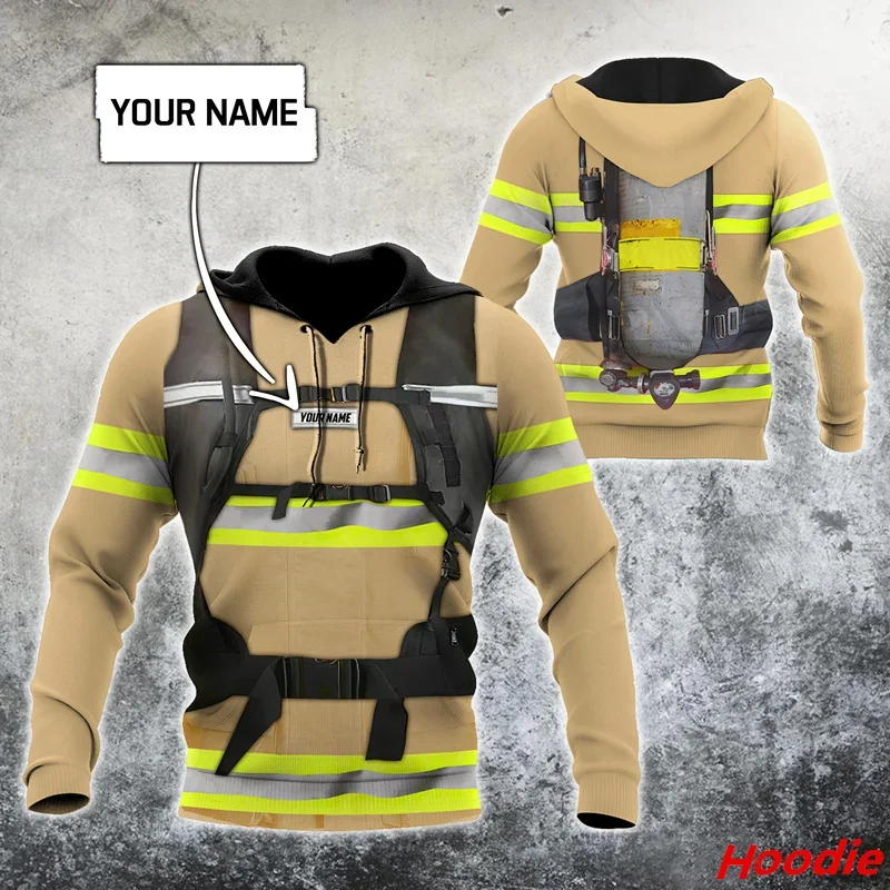 

Men's Autumn Hoodie Customize Name Brave Firefighter 3D Printed Zipper Hoodie Unisex Street Wear Harajuku Casual Hoodie B0041