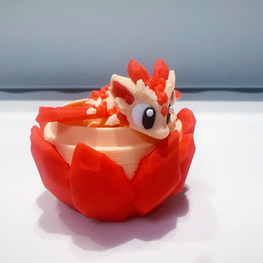 ثلاثية الأبعاد مطبوعة لطيف الأحمر كريستال التنين والكريستال التنين البيض نموذج البلاستيك زخرفة سطح المكتب الديكور النحت هدية عيد #4