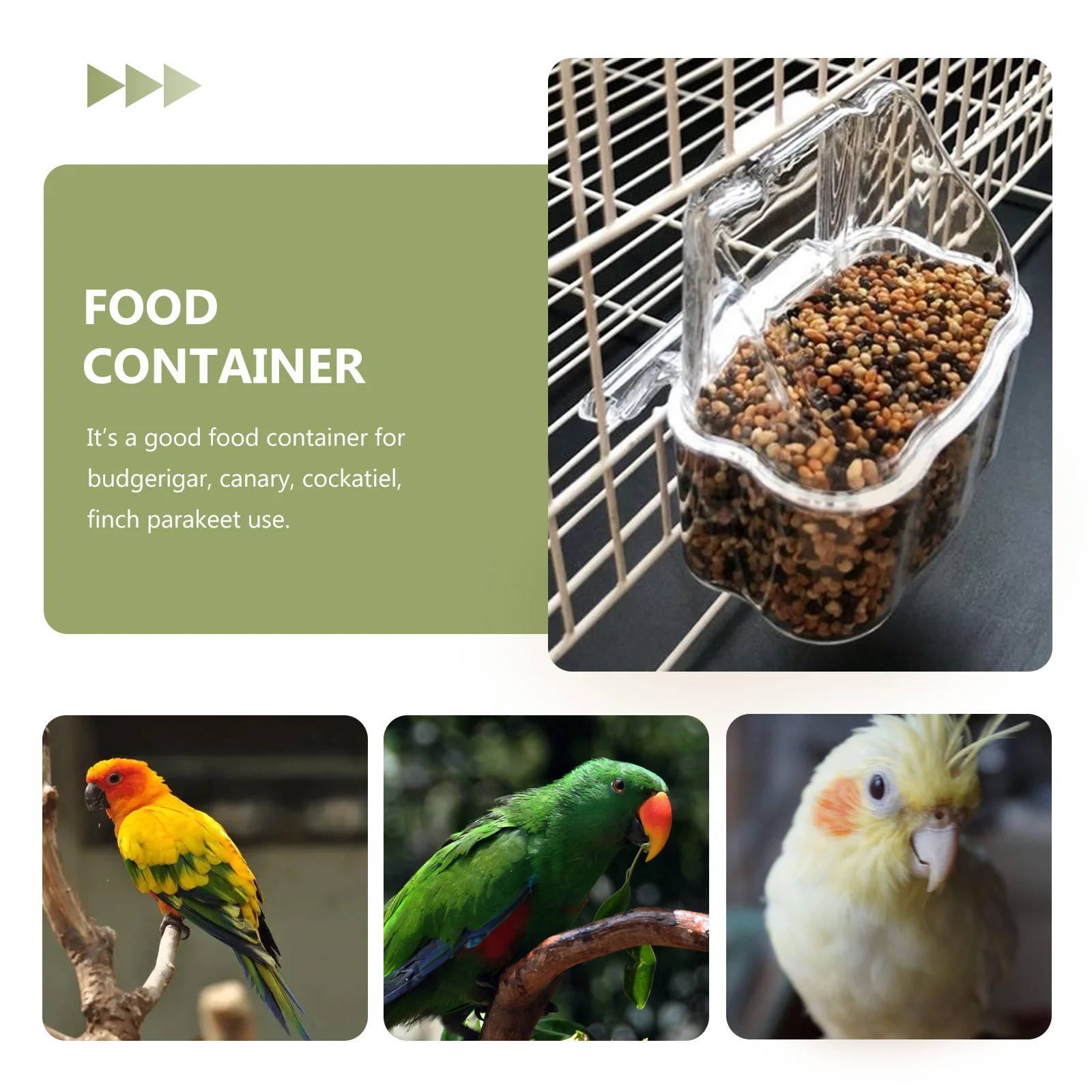 

2Pcs Transparent Plastic Parrot Feeders Anti-Spill Bird Food Containers Large Capacity Bird Cage Feeding Boxes Lightweight