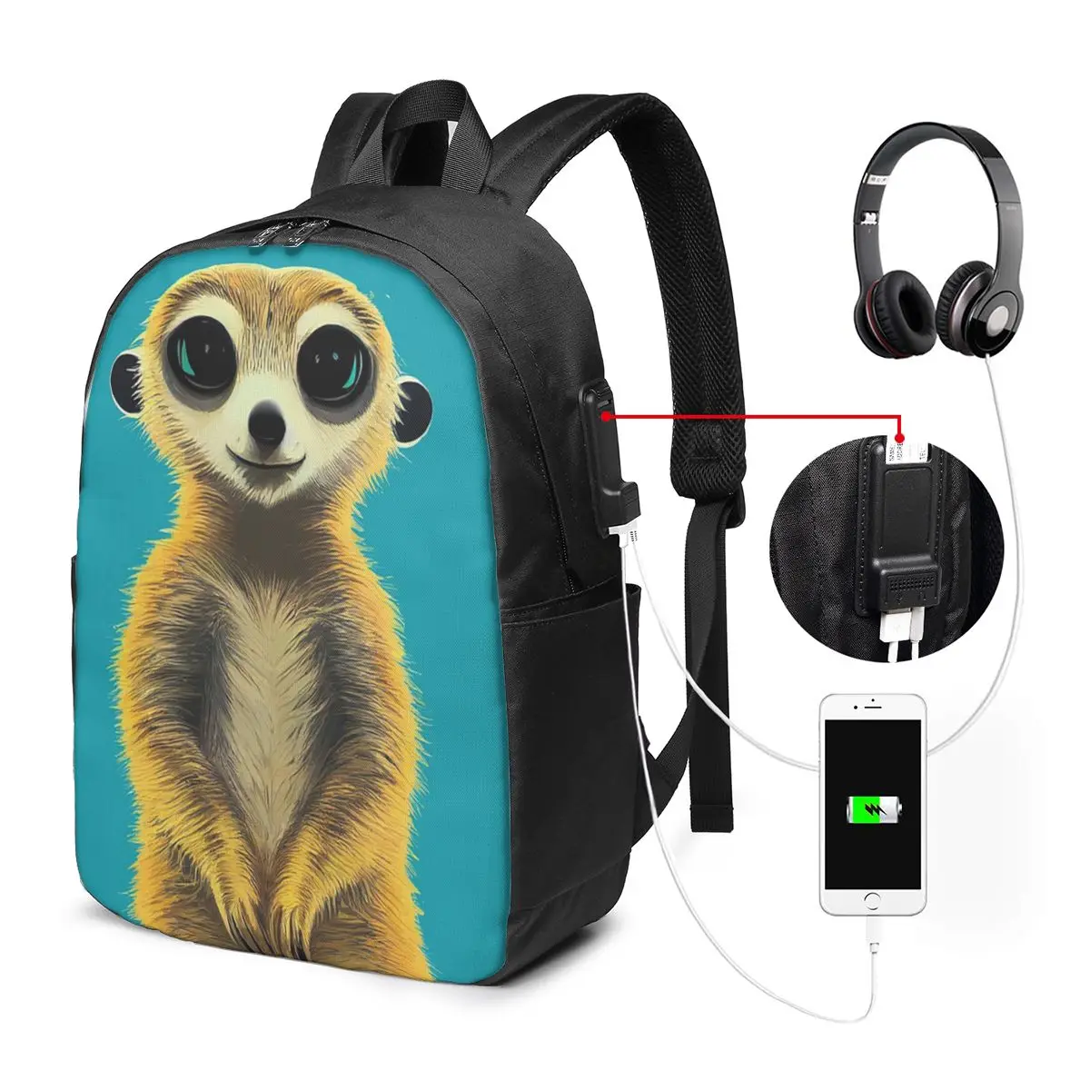 Adorable Meerkat Realistic Backpack Travel Notebook Bag Computer College Student School Bag Laptop Shoulder Bags for Men Women