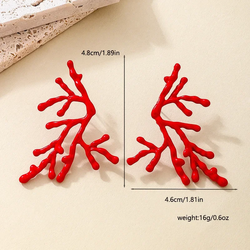 Stylish Ocean Style Coral Hollow Earrings for Women New Fashion Fun Ears Stud Party Wedding Jewelry Accessories Unique Gift