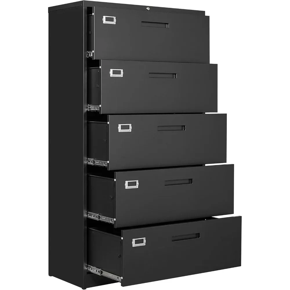 

5 Drawers Lateral File Cabinet Metal Filing Storage Cabinet with Lock Office Home Steel Lateral File Cabinet for A4 Legal/Letter