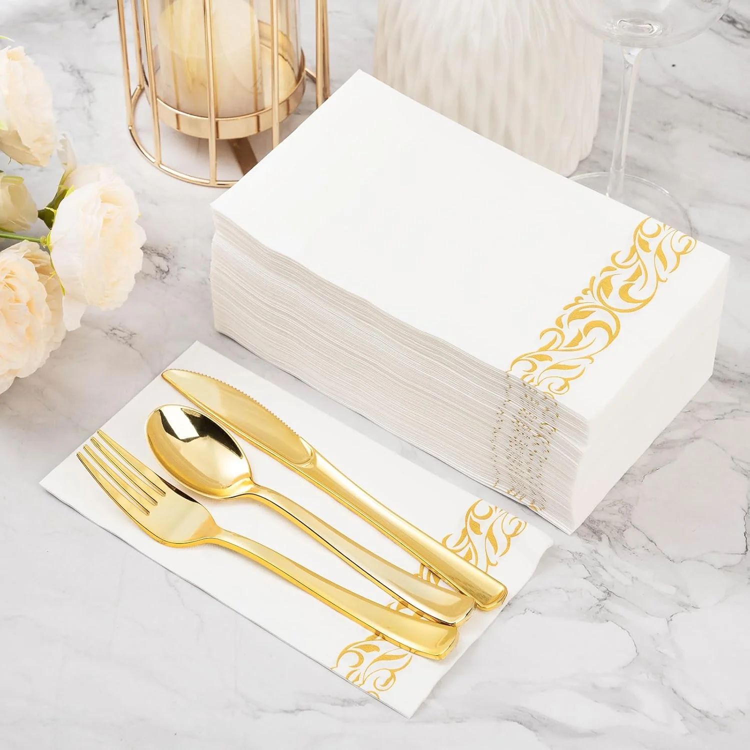 

25/50Pcs Disposable Napkins Elegant Hand Towels Napkins Table Paper Tissue Vintage Towel White Party Wedding Soft Dinner Napkin
