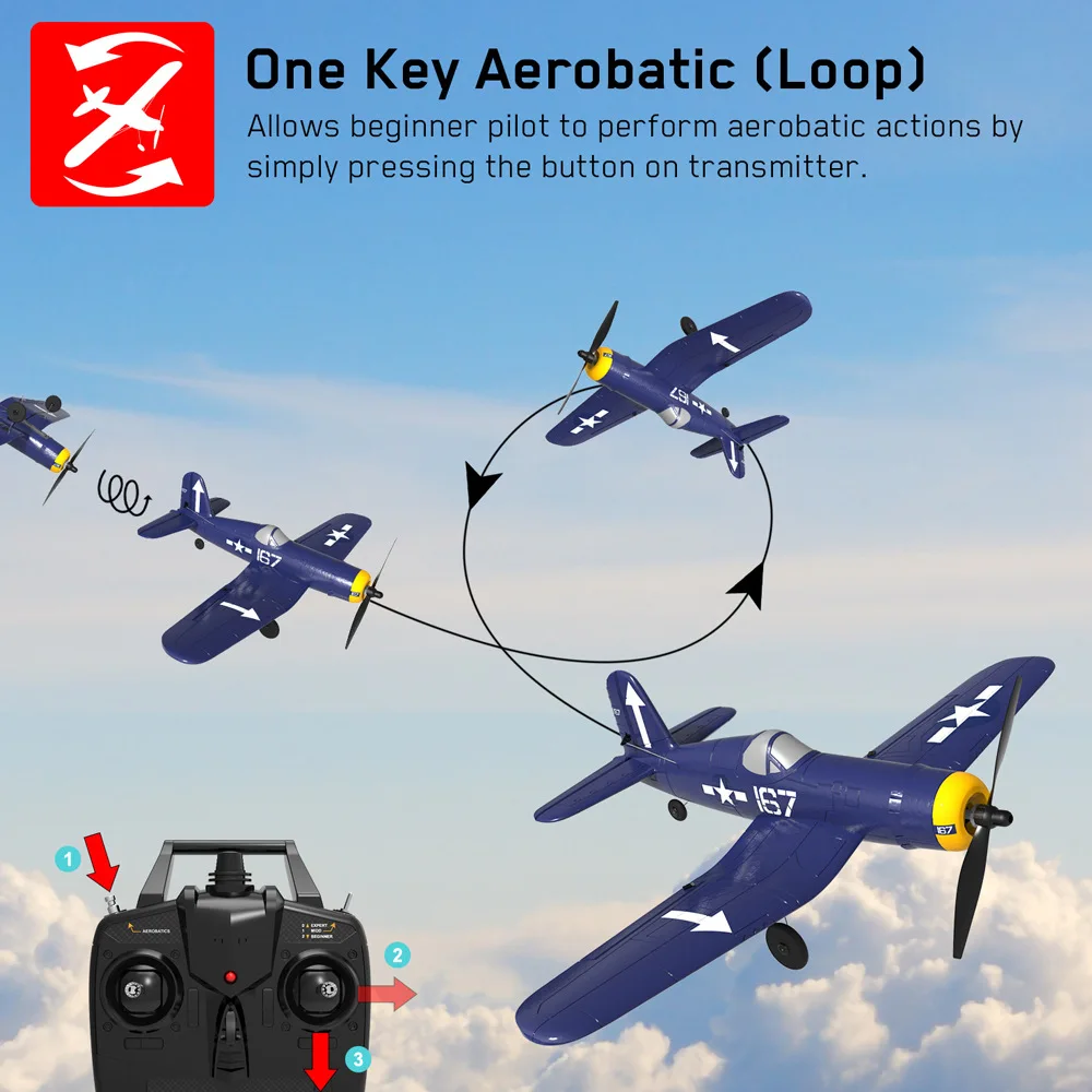 761-8 Us F4u Corsair RC Plane Epp 400mm Wingspan Rc Airplane One-Key Aerobatic RTF Remote Control Aircraft Toys For Children