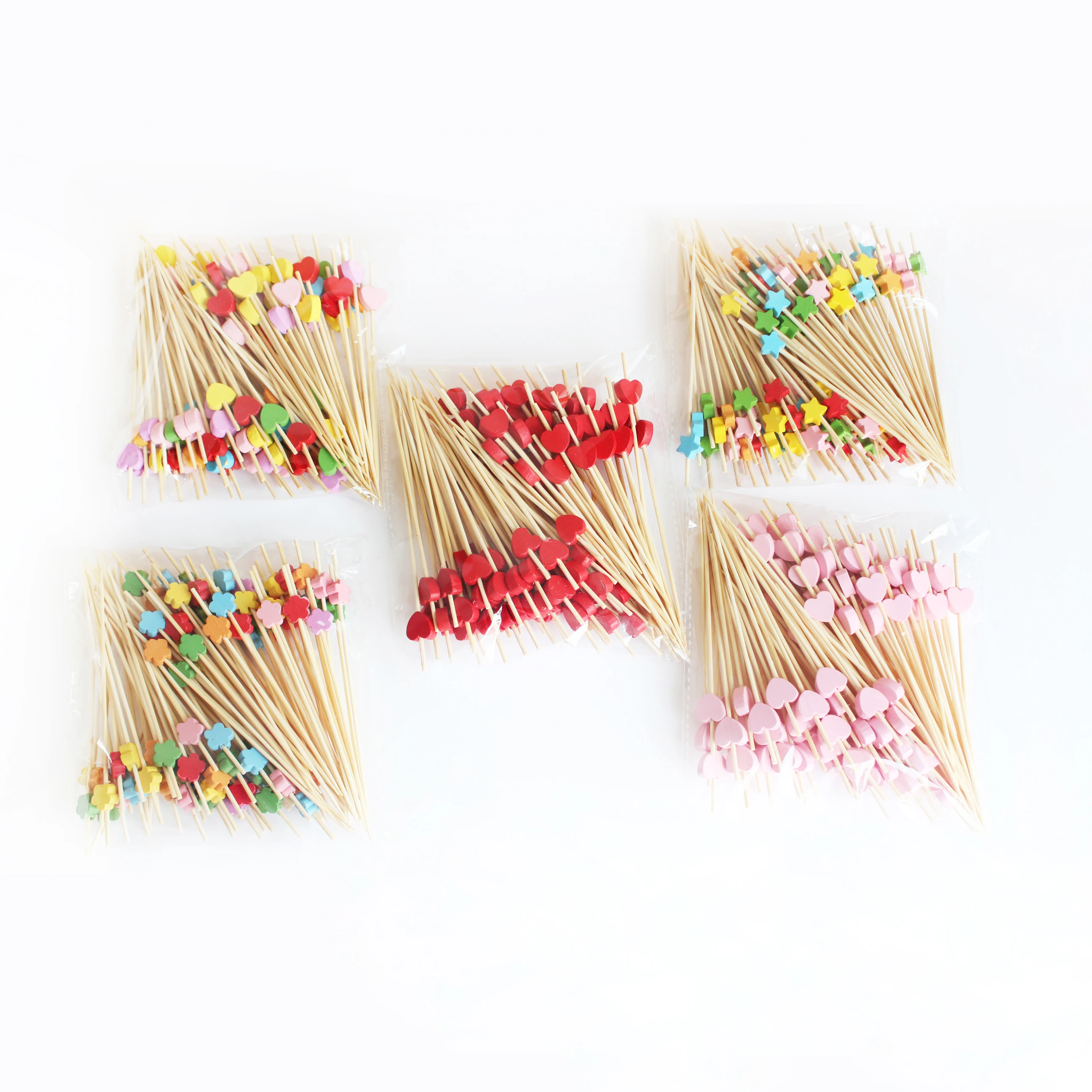 100-Pack Cocktail Picks, Colorful Wooden Toothpicks Cocktail Sticks for Party