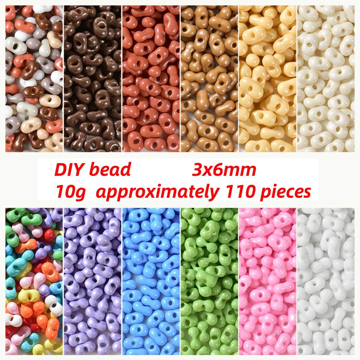 Glass beads 3x6mm super excellent solid color baked paint peanut beads DIY handmade bead matching Mixed Rice Beads