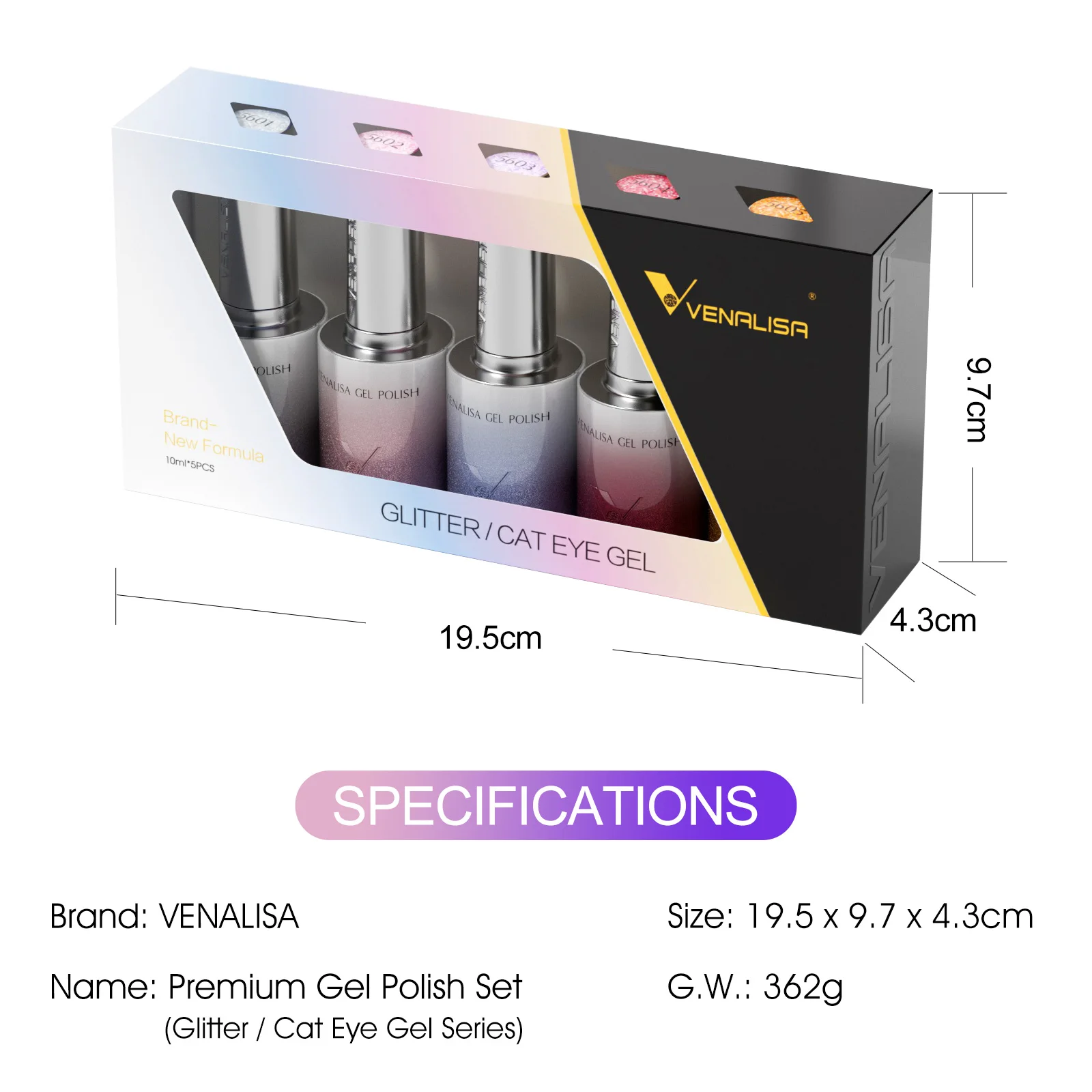 10 ml * 1 Stück Venalisa Nagelgelpoliermittel Hema Free TPO Free Color Diamond Sparkle Magnet 10DCat Eye Gel Soak Off UV LED Lack Gel Kit – Detail 5
