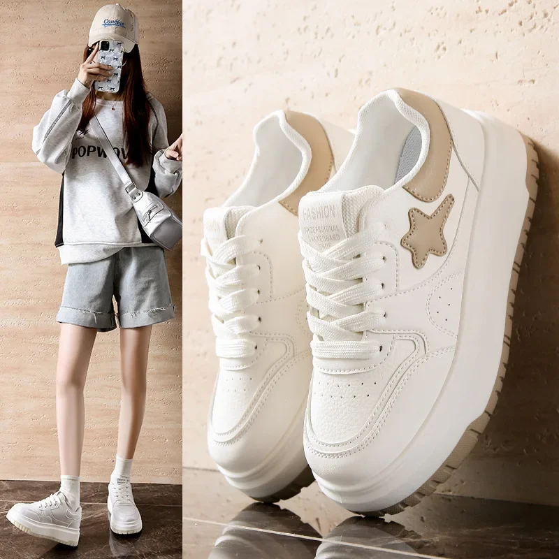 

Star design lace-up skateboard flat-bottom outdoor comfortable jogging sports shoes tennis jogging