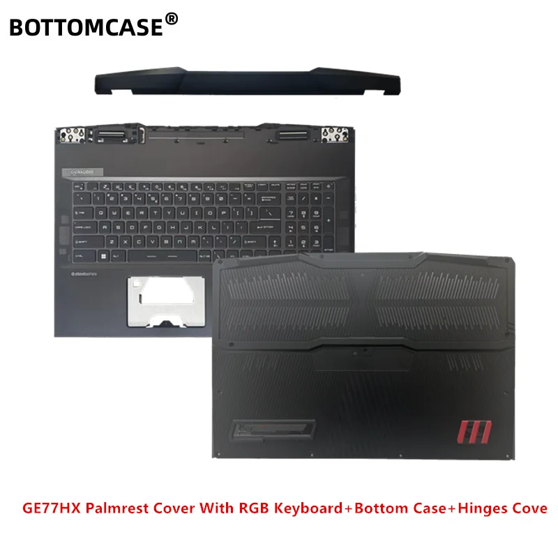 New For MSI GE77HX Palmrest Cover With RGB Keyboard+Bottom Case+Hinges Cover