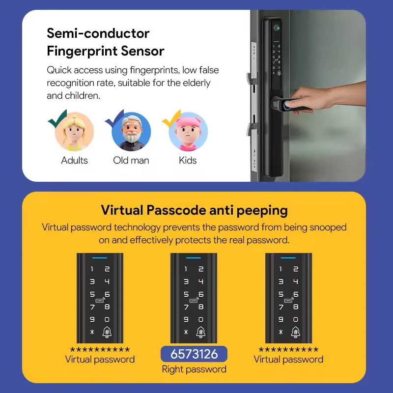 Kadonio-Serrure intelligente extérieure, empreinte digitale, mot de passe, IP66, étanche, carte à puce numérique, serrures de porte avec caméra