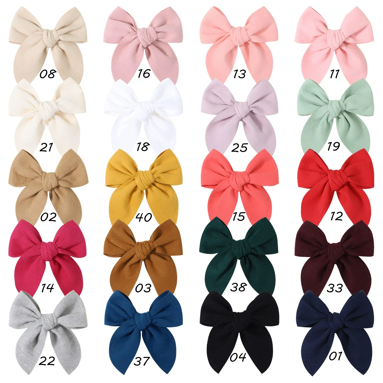 20Colors 5Inch Solid Cotton Bow With Safety Hairpin For Girl Hair Bows Handmade Bowknot Hair Clip Headwear Kids Hair Accessories