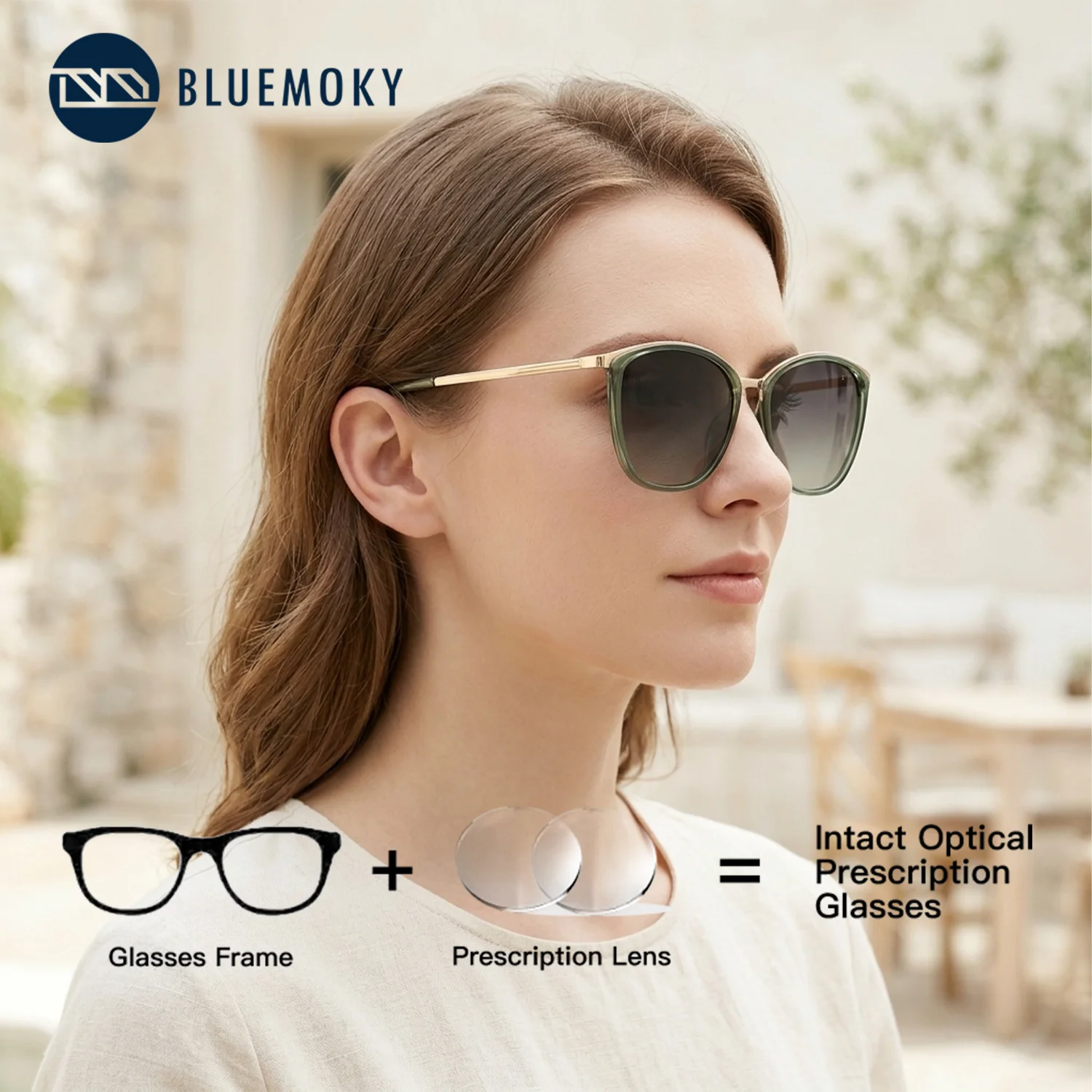 BLUEMOKY Classic Butterfly Acetate Polarized  Prescription Sunglasses UV400 Graduated Woman Eyeglasses Sports