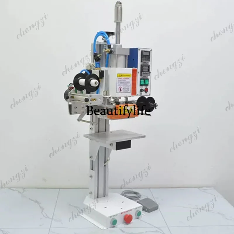 Pneumatic Hot Stamping Machine Auto Foil Rewind Digital Temp Control for Plastic Case Turnover Box Logo Embossingh178