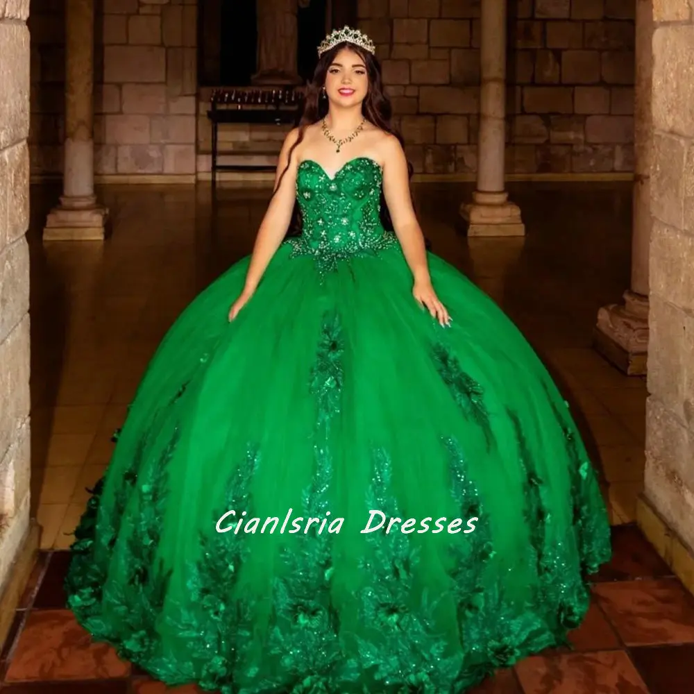 Helle Grün Ärmellose Friesen Kristall Quinceanera Kleid Mit Cape Ballkleid Appliques Spitze Süße 15 Vestidos De XV Años