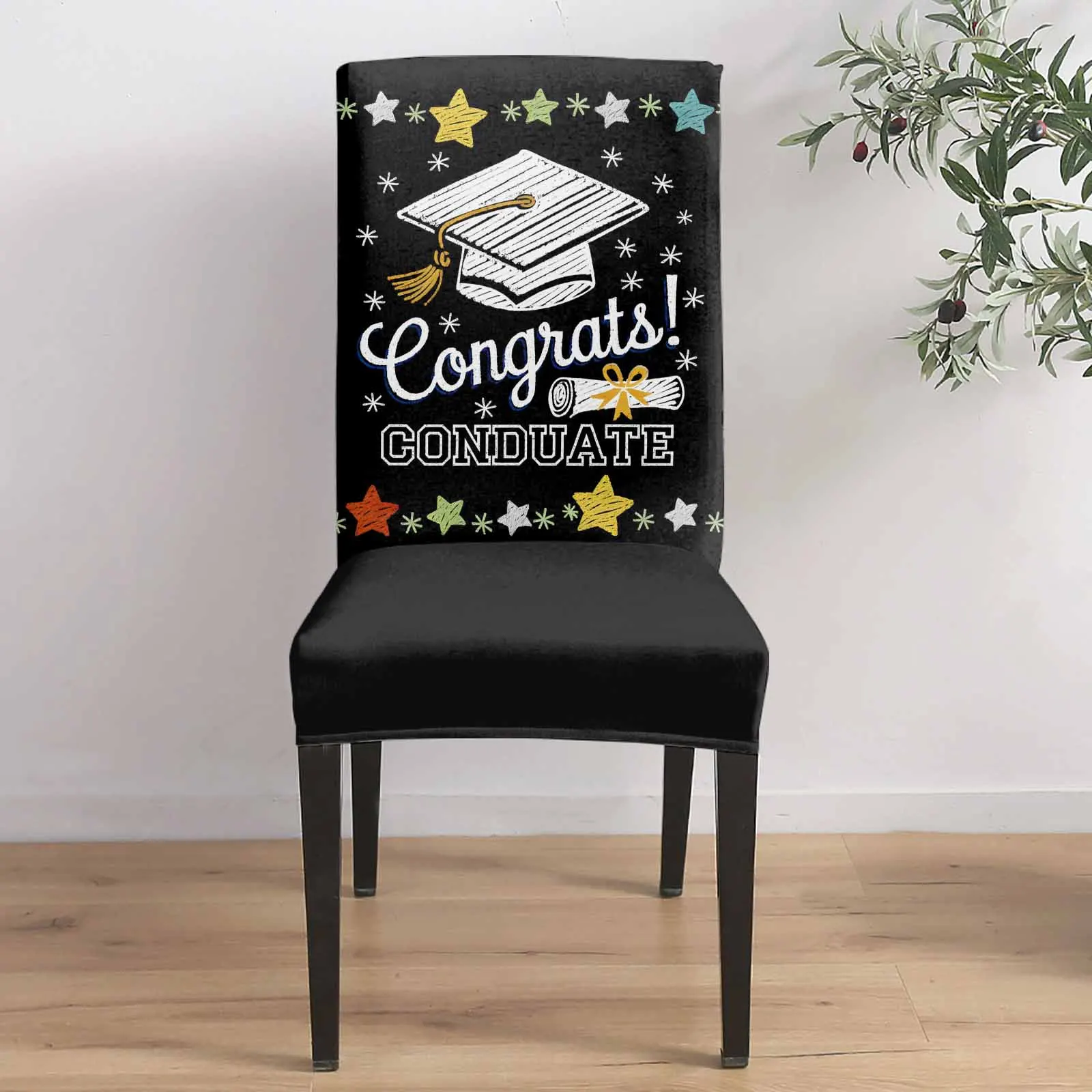 

Graduation Hat Celebration 4/6/8PCS Spandex Elastic Chair Case For Wedding Hotel Banquet Dining Room