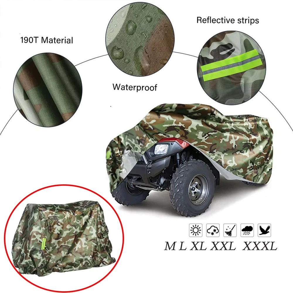 ATV Cover Universal 190T Oxford Motorcycle Waterproof Cover Outdoor Protection Dust Motorbike Vehicle Scooter Bicycle Protective