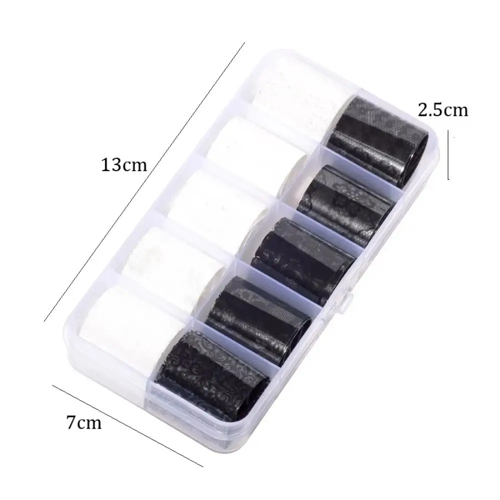 2.5*60 سم أسود أبيض ملصقات الأظافر الدانتيل نقل ورقة مسمار الفن زهرة كاملة لاصق مثير المغلفات نقل الشارات #6