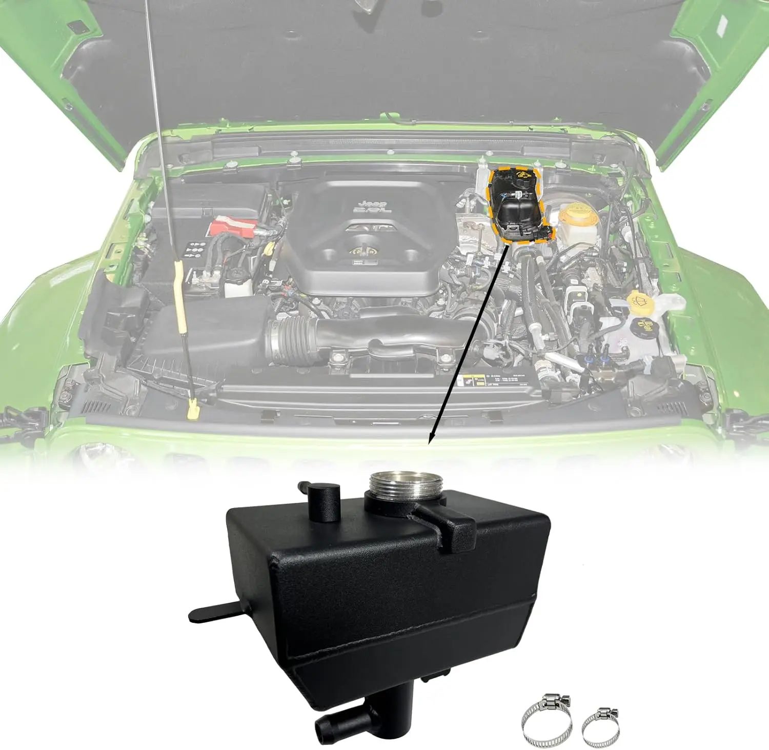Aluminum JL Coolant Reservoir Tank Compatible With Wrangler JL Jeep 2018+ & Gladiator JT Expansion Bottle