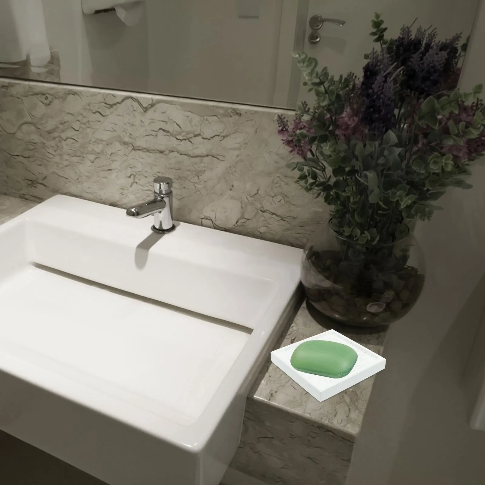 

Diatomite Dish Holder Bathroom Organizer Shower Soap Tray Container Non-Slip Soap Box For Kitchen Bath Storage
