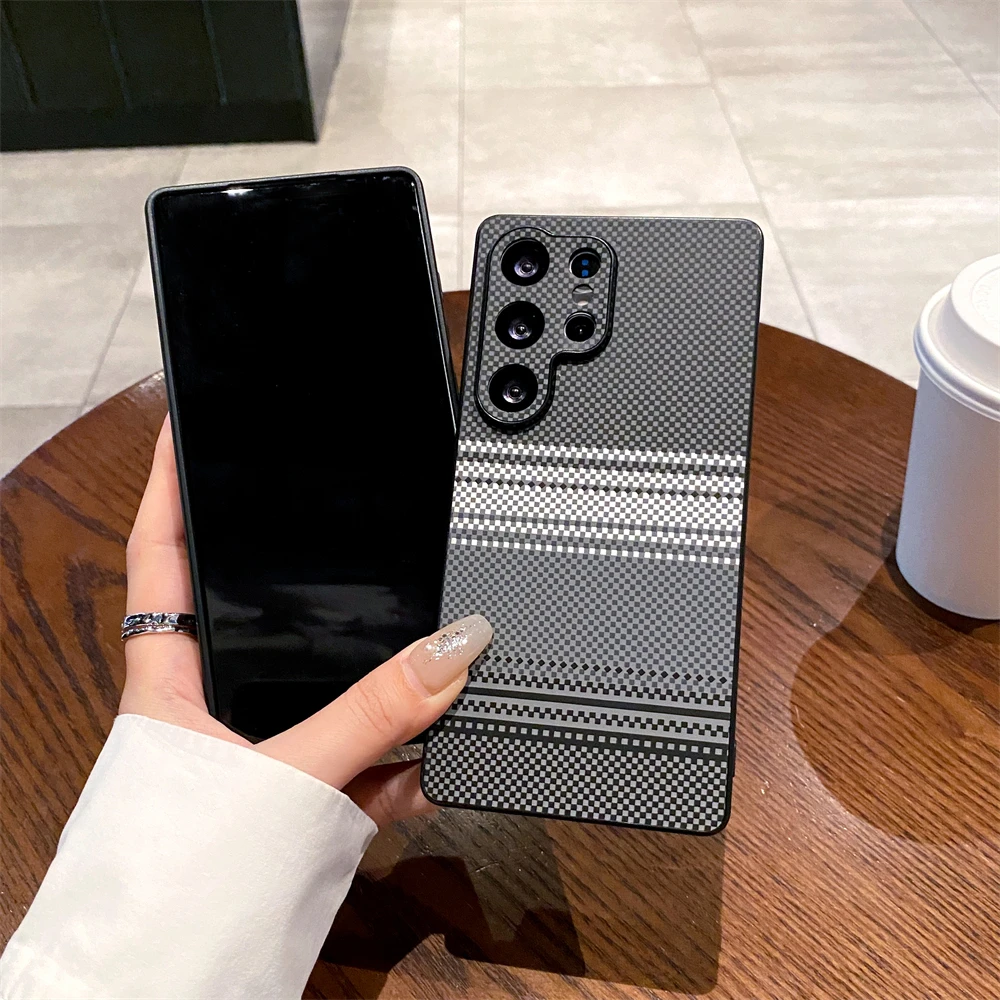 Carbon Fiber Texture For Magsafe Phone Case For Samsung Galaxy S22 S23 S24 S25 Ultra Magnetic Wireless Charging Shockproof Cover