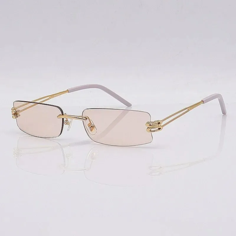 

2025 New GM Frameless Eyeglasses Women Ins Golden High-Class Fashion glasses Rectangular Narrow Frame GM Sunglasses Men B.B.B
