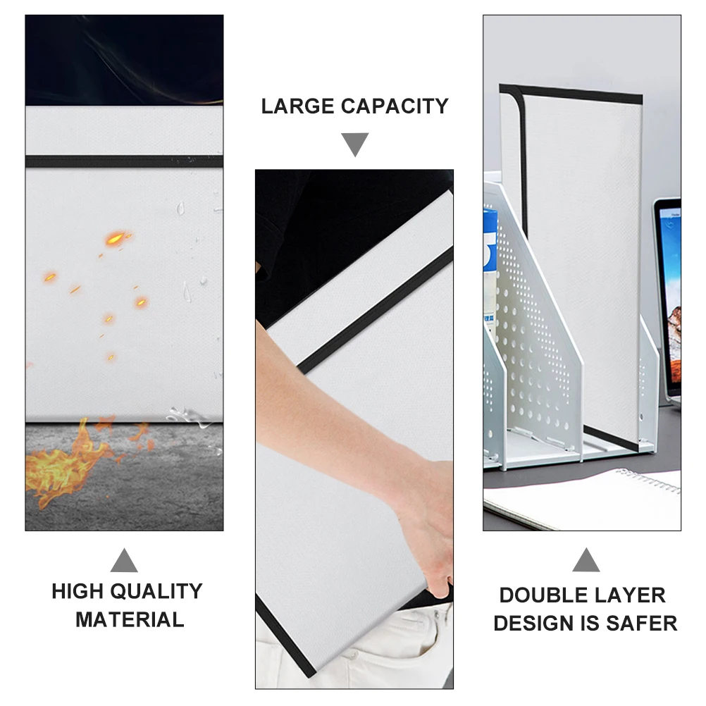 

Portable Fireproof Safe Bag Waterproof Documents Organizer Exquisite Texture Contract Photo Storage Pouch
