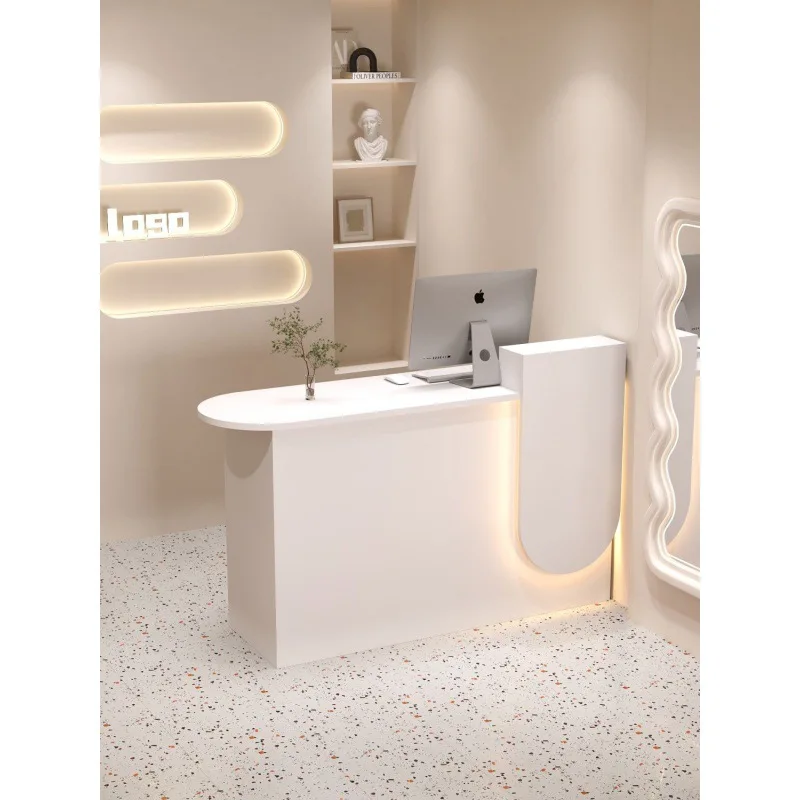 

Modern Minimalist Small Paint Wood Metal Cash Register Beauty Salon Bar Reception Desk Custom Color Front Desk