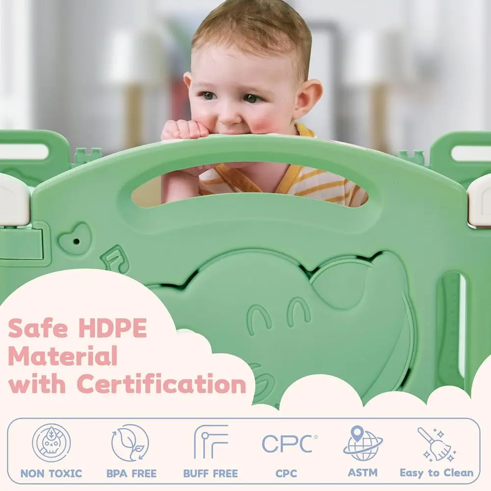 روضة بلاستيكية قابلة للطي مكونة من 14 لوحة مع باب قفل ومشغل موسيقى وهدف كرة القدم وتروس دوارة للأطفال والأطفال الصغار في Li #3