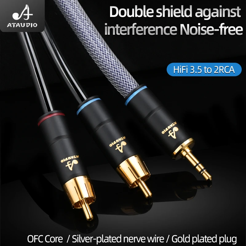 HIFI 3.5mm to 2 RCA Stereo Audio Cable OFC RCA Audio-cable 3.5 Y Splitter for Amplifier Mixer