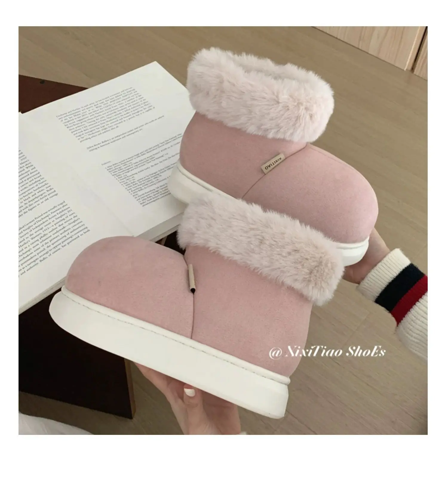 Comwarm Winterstiefel für Damen, flauschig, mit warmem Plüschfutter, Baumwollstiefel, neue Outdoor-Schneestiefel, rutschfeste, dicke Sohle, Damenschuhe – Detail 13