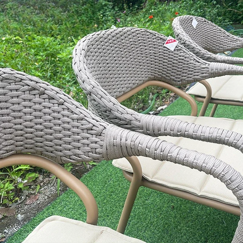 Outdoor rattan table and chair furniture living room dining room courtyard dining waterproof and sunscreen hand-woven chair