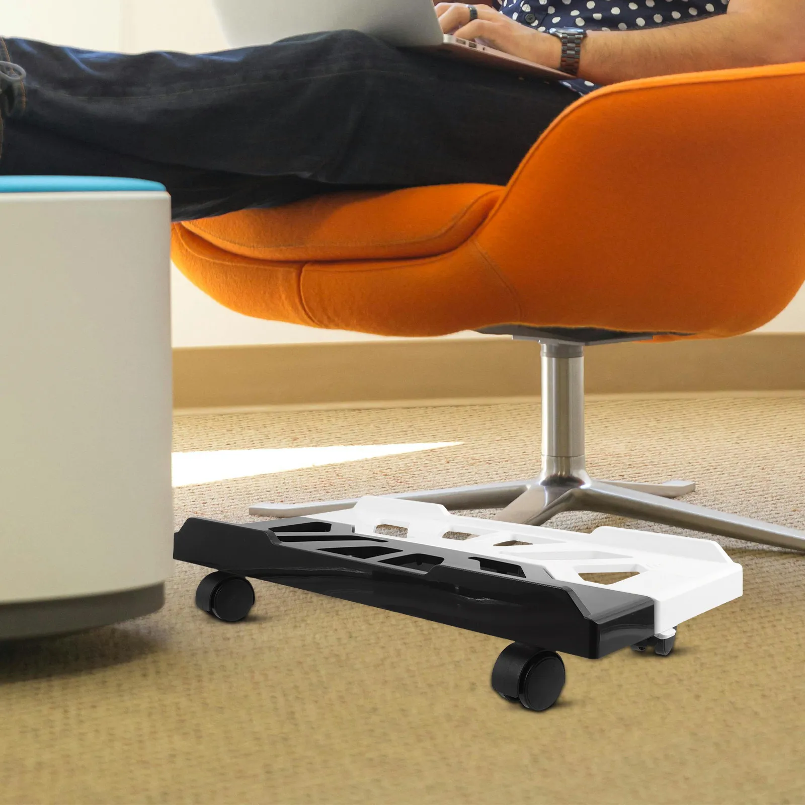 Adjustable Computer Tower Stand on Wheels Portable Pc Floor Cart for Gaming Office Space-Saving Secure Stable Multi-Functional