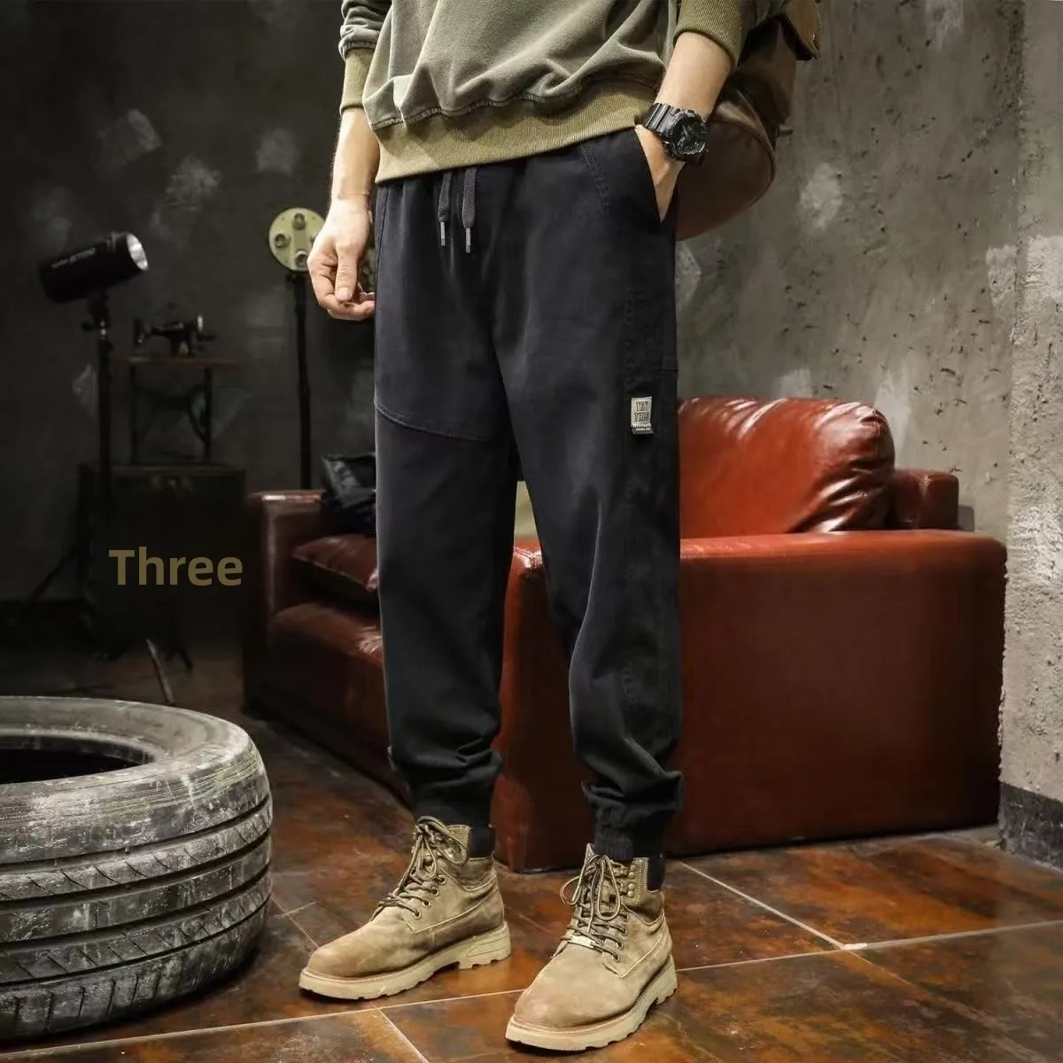 

American Sle Men's Casual Trousers Loose Fit Harlan Workwear Pants Autumn New Spor Sle Elastic Waist ket Detail