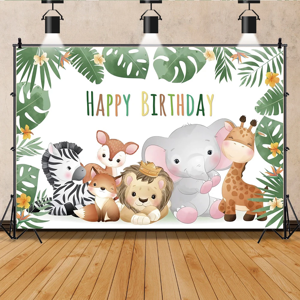 

Laeacco Jungle Birthday Backdrop Safari Party Decorations Photography Baby Shower 1st Birthday Backgrounds For Photo Studio